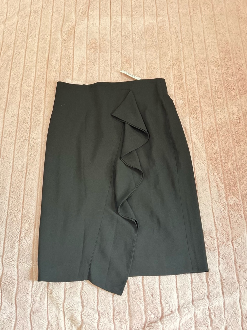 J. Crew Black Ruffle-Front Pencil Skirt